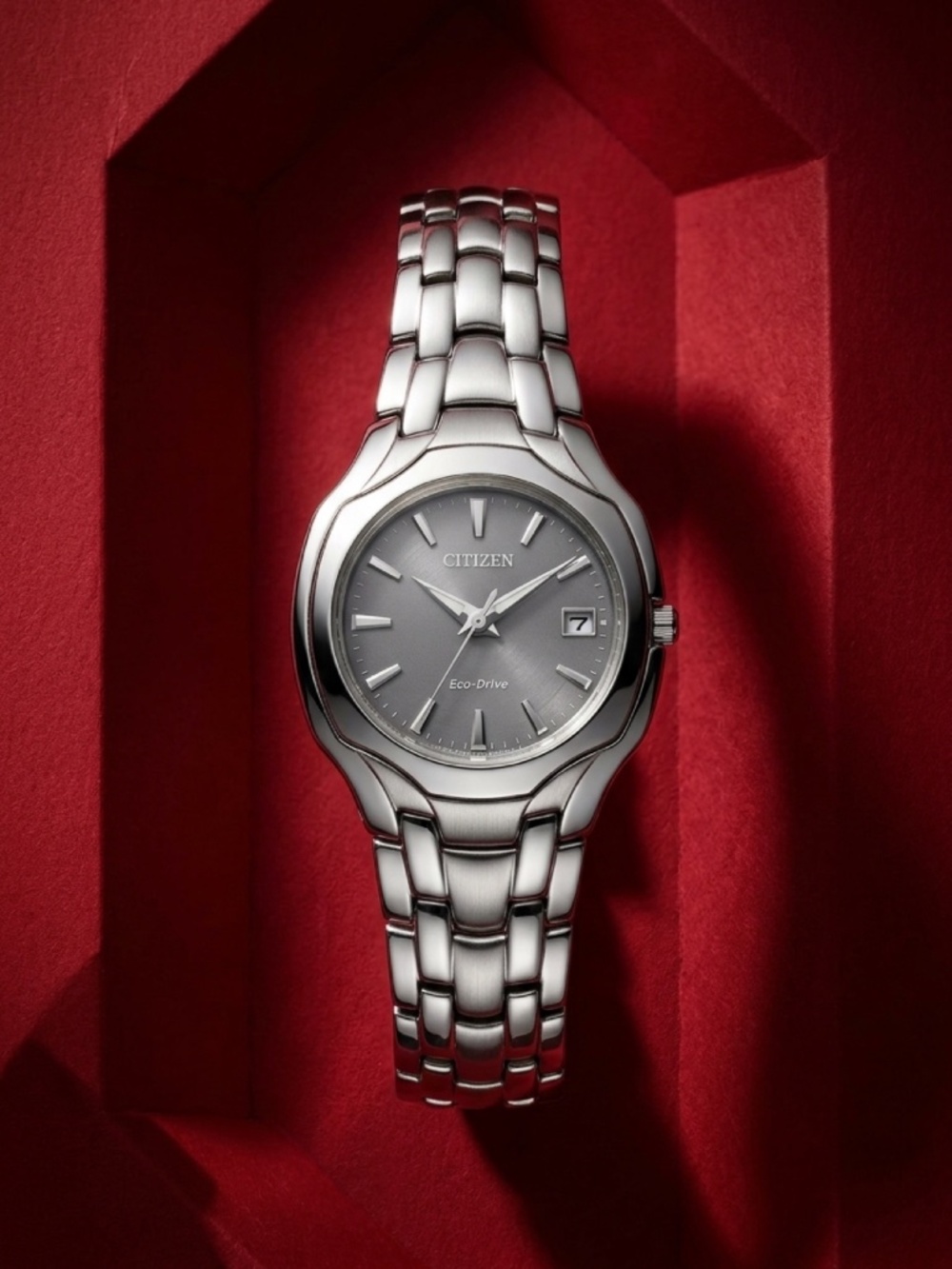 Citizen Eco-Drive Solar Grey Dial Stainless Steel Women's Watch 18mm.Working